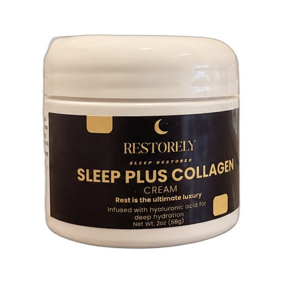 Restorely Sleep Plus Collagen Night Cream jar — clean studio product shot